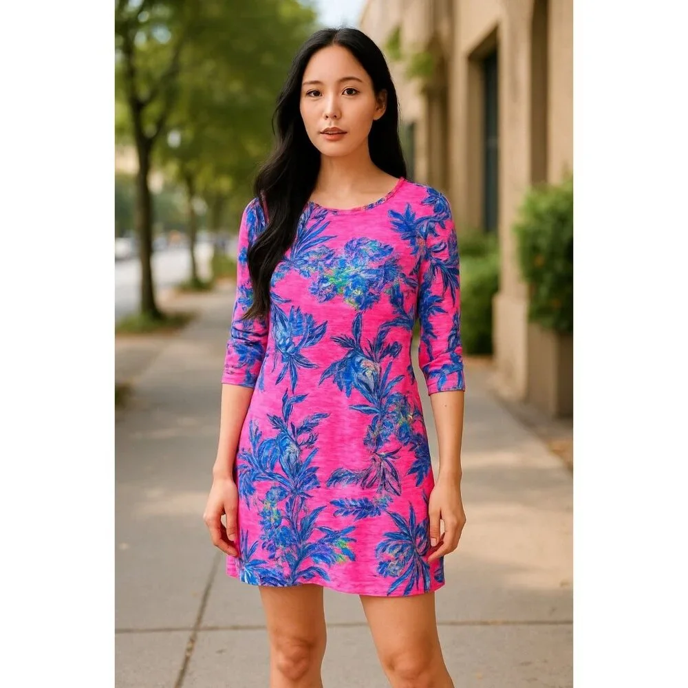 Lilly Pulitzer Womens Pink Floral 3/4 Sleeve Dress Size XSmall - Picture 1 of 7